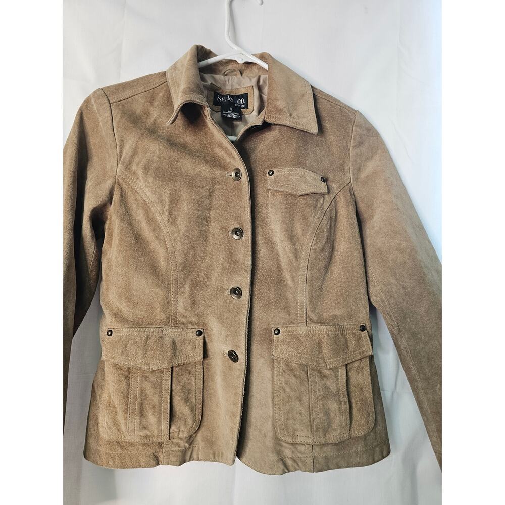 Style & Co Petite Leather Tan jacket  size Small - Picture 2 of 7